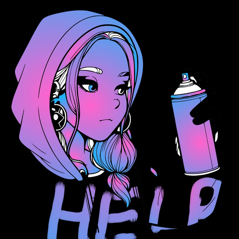 a realistic girl, spray painting