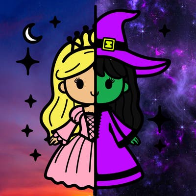 split princess and witch