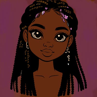 a realistic black girl with braids