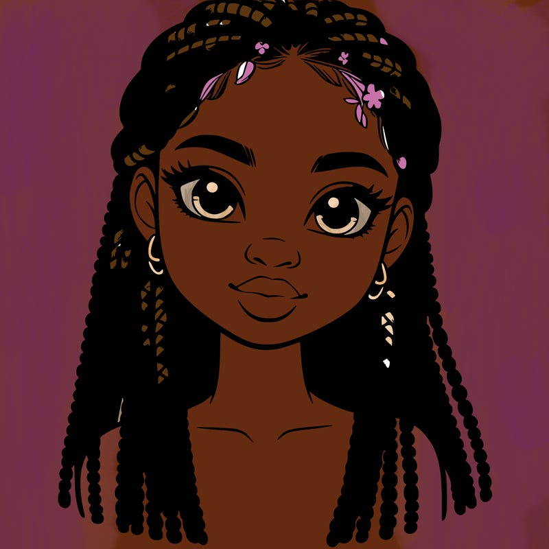 a realistic black girl with braids