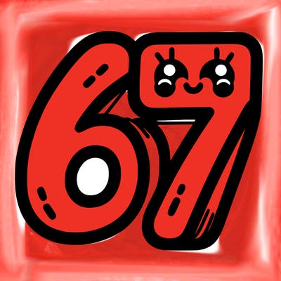 the numbers 67