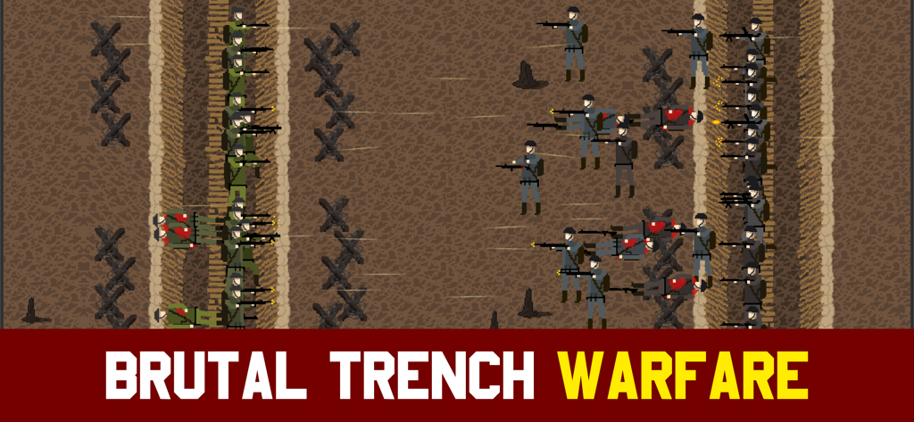 Soldados de arte de píxeles luchando en trincheras en Trench Warfare 1917