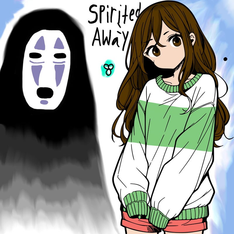 manga teen girl  in a sweater and baggy pants