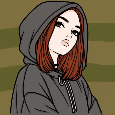 a realistic girl in a hoodie