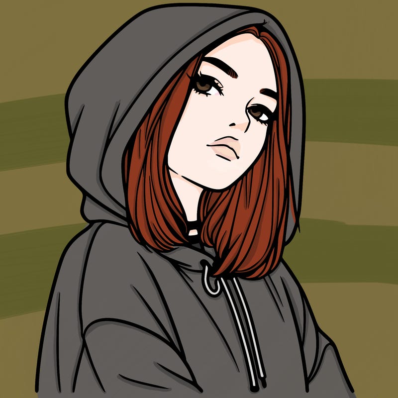 a realistic girl in a hoodie