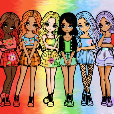 a group of girls realistic