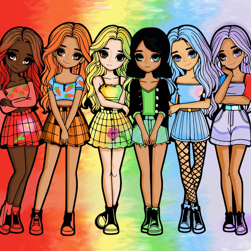 a group of girls realistic