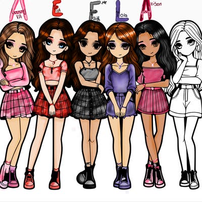 a group of girls realistic