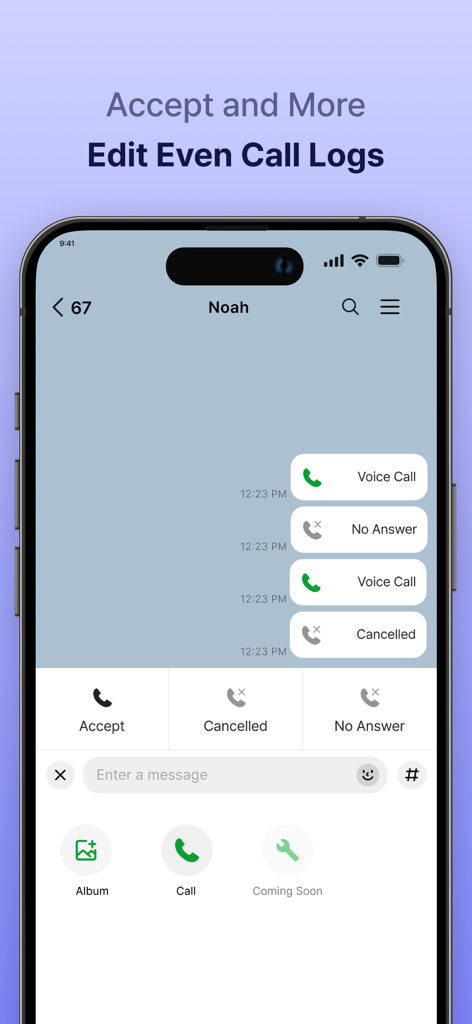 TalkStory: Chat Story Maker - TalkStory app interface showing how to edit fake call logs with options for voice call, cancelled, and no answer.