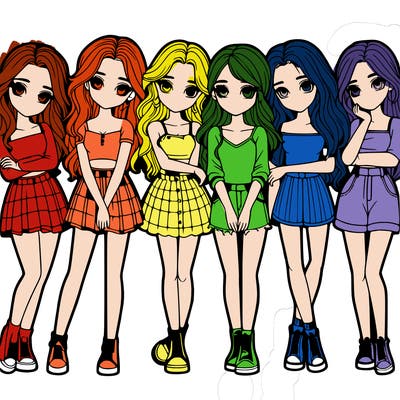 a group of girls realistic