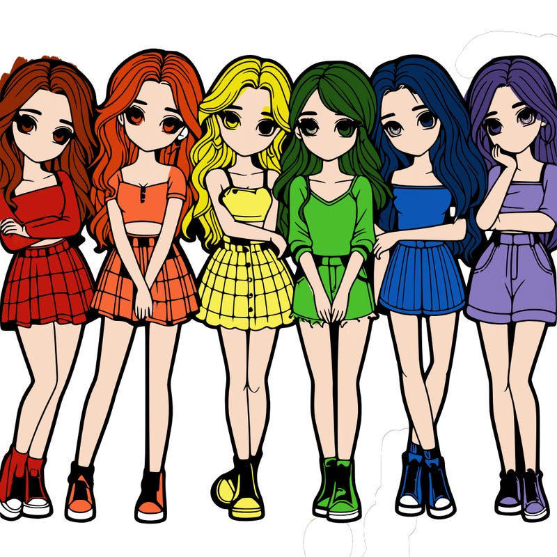 a group of girls realistic