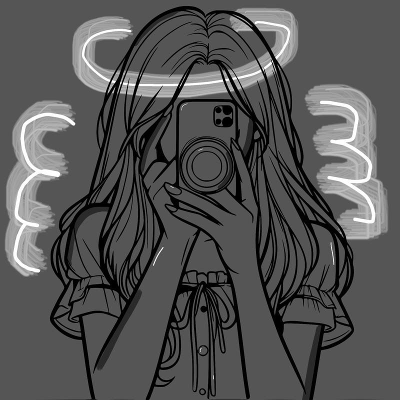 a realistic girl holding her phone taking pictures