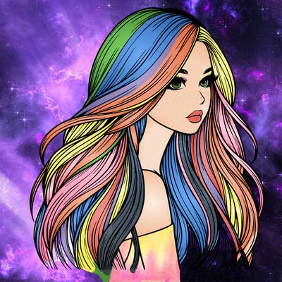 realistic girl with long realistic hair