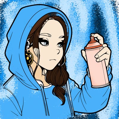 a realistic girl, spray painting