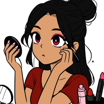 teenage girl doing makeup