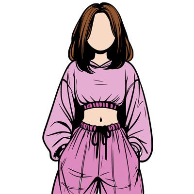 realistic girl faceless with baggy pants and a crop top