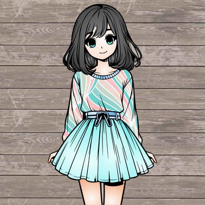 realistic girl with a skirt on