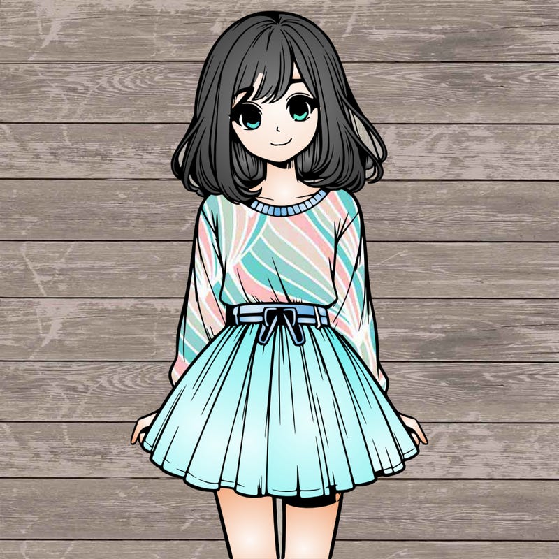 realistic girl with a skirt on