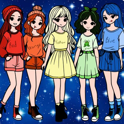 a group of five girls