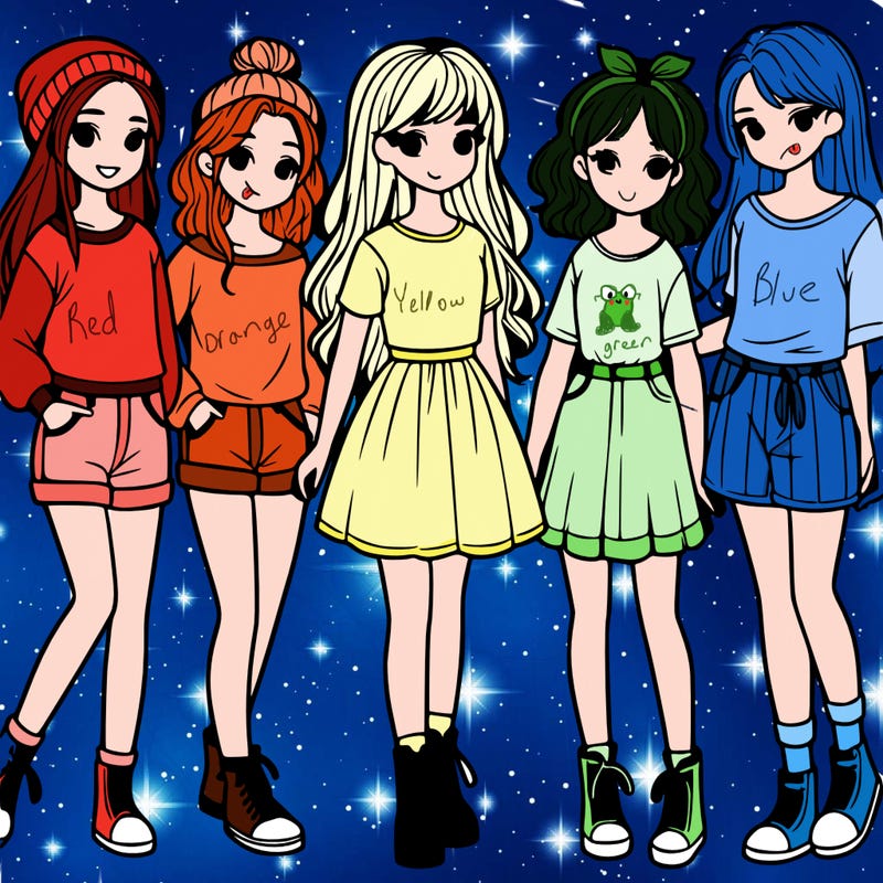 a group of five girls