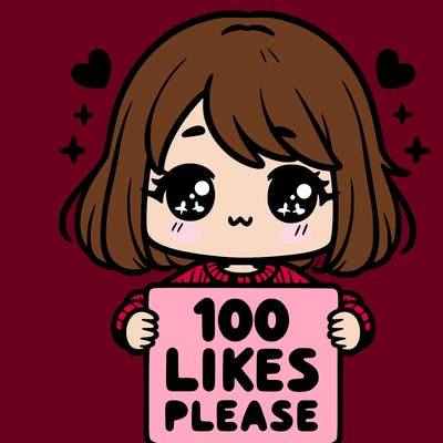 cute girl holding a sign saying 100 likes please