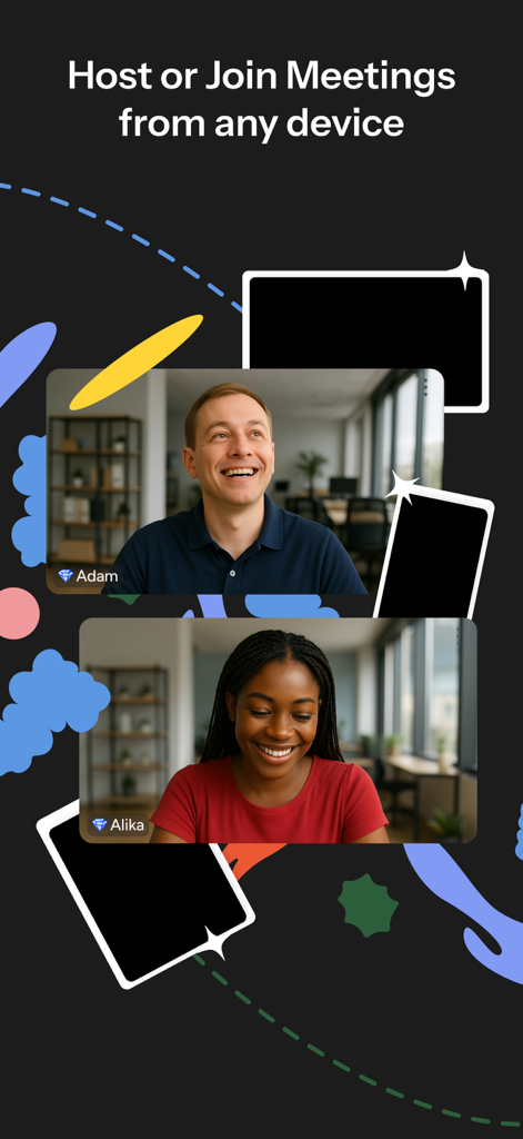 Huddle01 video call interface with participants showing cross platform meeting capabilities