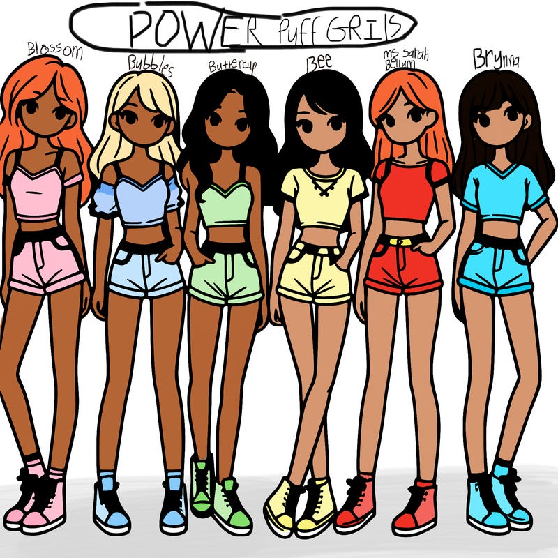 a group of girls wearing crop tops and shorts