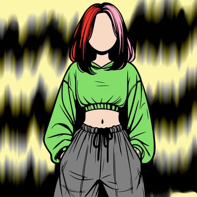 realistic girl faceless with baggy pants and a crop top