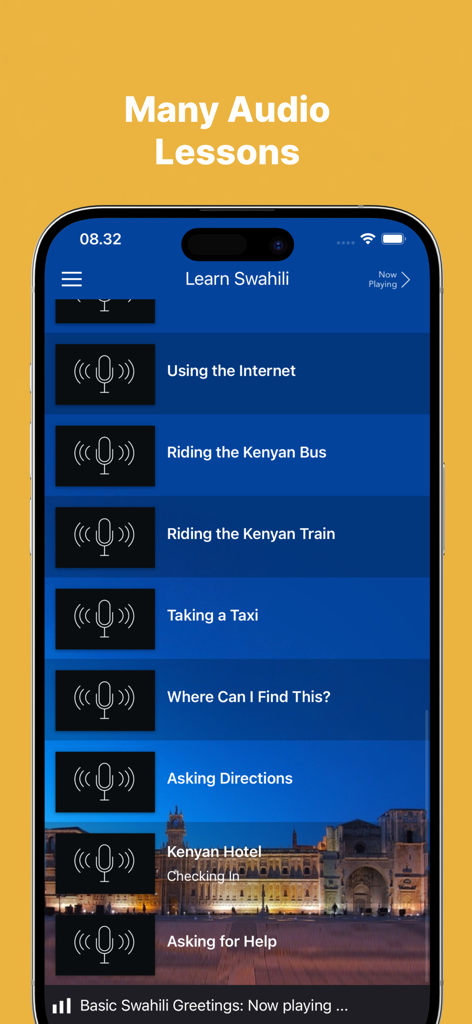 Fast - Learn Swahili Language - Menu of Swahili audio lessons for travel and daily use