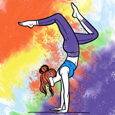 a woman doing a handstand