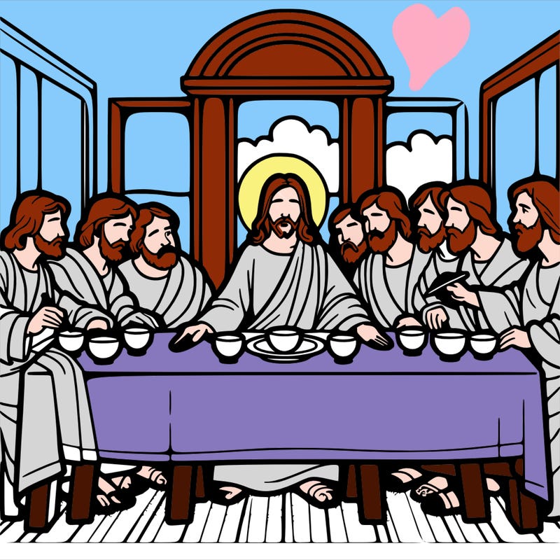 jesus shares the last supper with twelve apostles