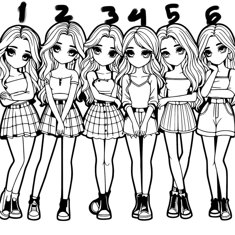 a group of girls realistic