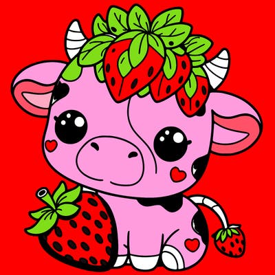 cute strawberry cow
