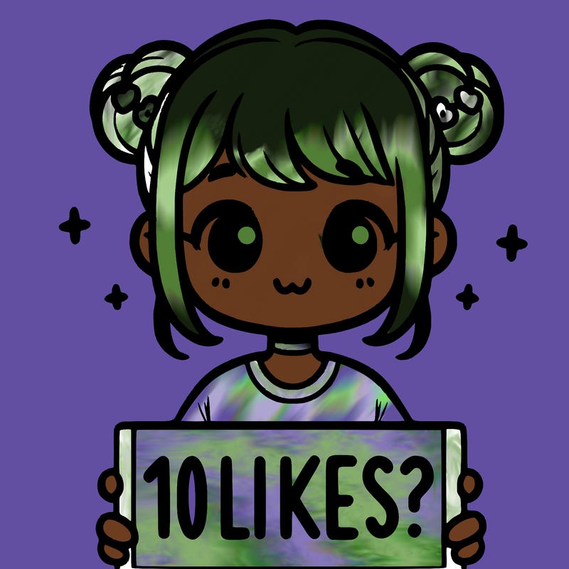 cute girl that is holding a sign that says 10 likes?