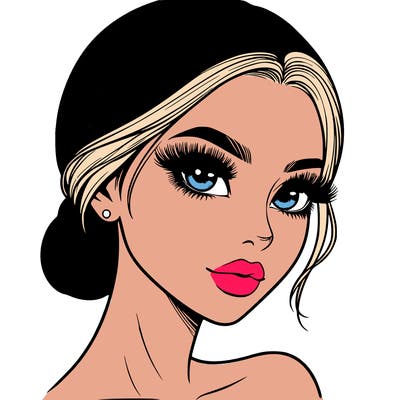 realistic girl with lashes