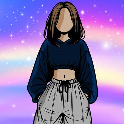 realistic girl faceless with baggy pants and a crop top