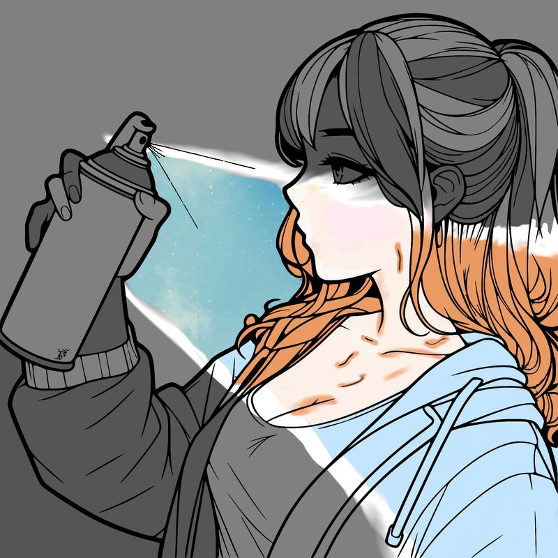 a realistic girl spray, painting