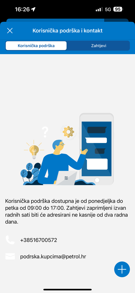 OneCharge HR - OneCharge HR app customer support screen displaying contact email phone number and operating hours