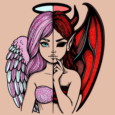 realistic angel half demon