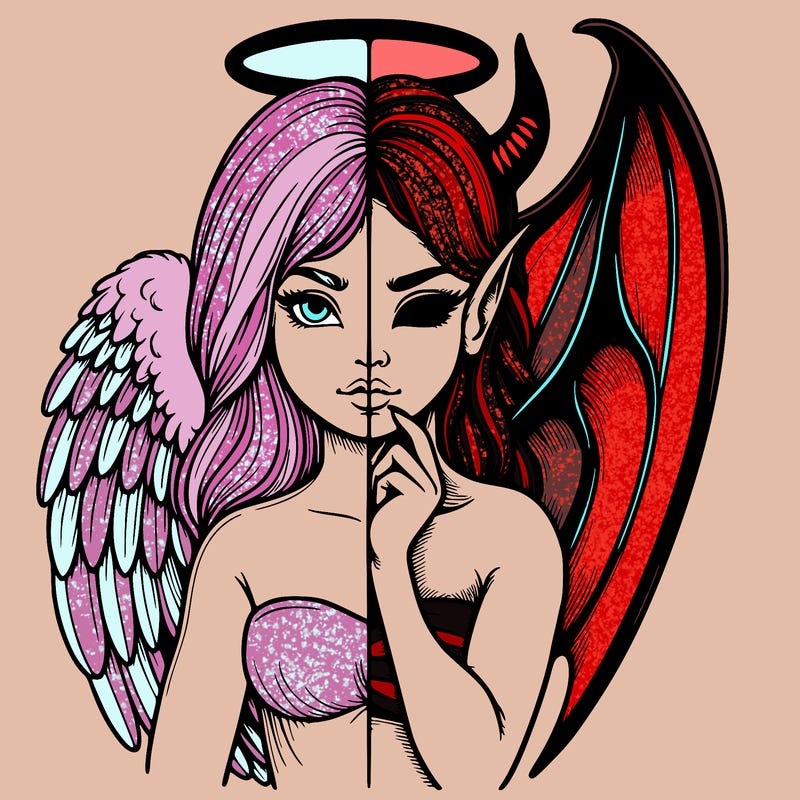 realistic angel half demon