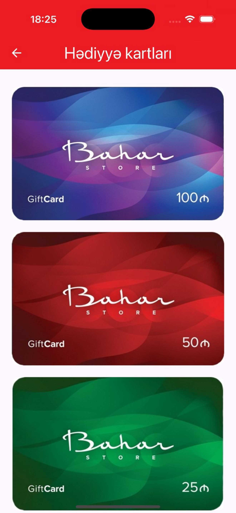 Bahar Store - Bahar Store digital gift cards display