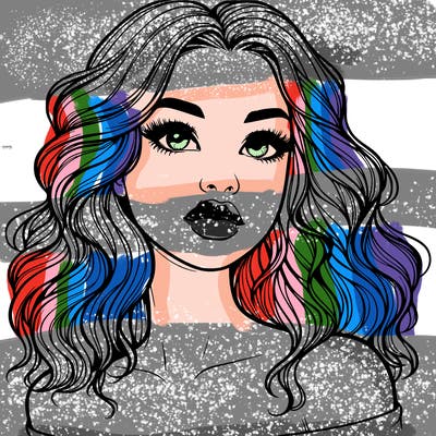 realistic girl with wavy hair and lips