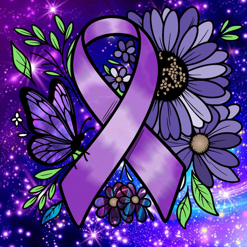 cancer awareness symbol with flowers and butterflies