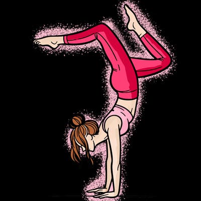 a woman doing a handstand