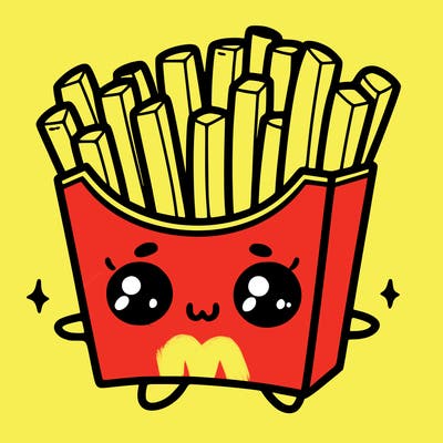 a cute. french fries
