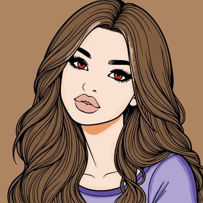 realistic girl with hair on her hair and lips