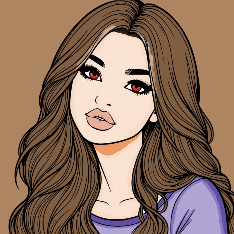 realistic girl with hair on her hair and lips