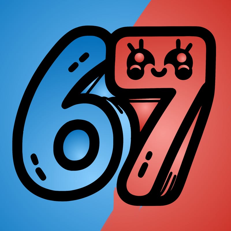 the numbers 67