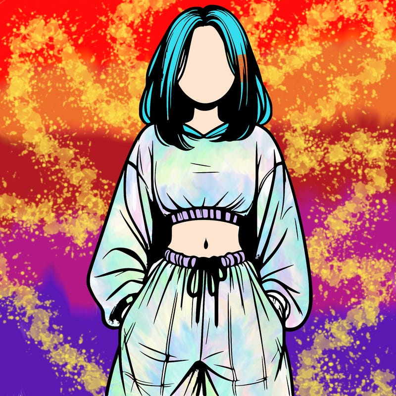 realistic girl faceless with baggy pants and a crop top