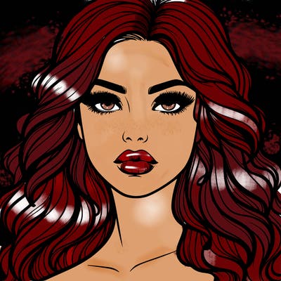 realistic girl with wavy hair and lips